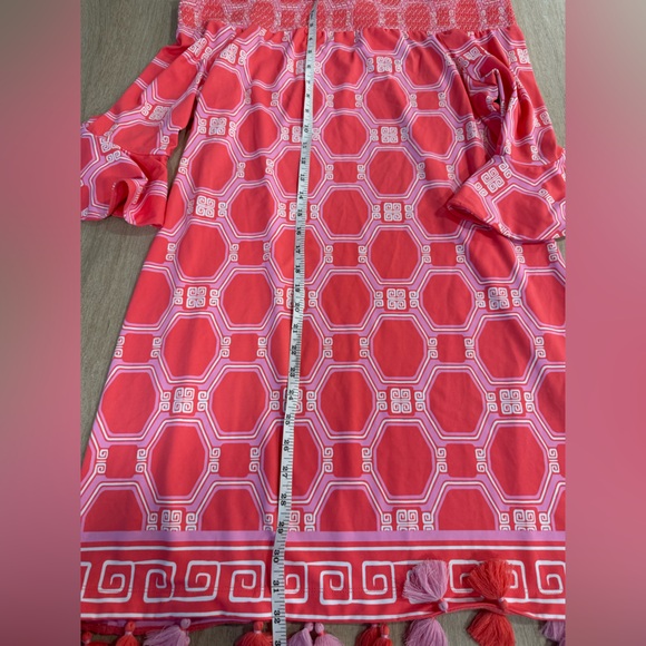 NWT Cabana Life Spring Regatta Off-the-Shoulder Smocked Dress Coverup Coral XL - Picture 11 of 16